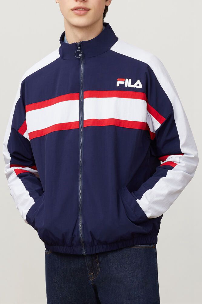 Fila Jacket Mens Navy/White/Red Carter Woven - Ireland 06348-BECU